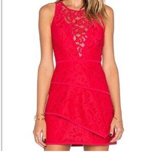 Bcbgmaxazria Hannah Red Tiered Dress